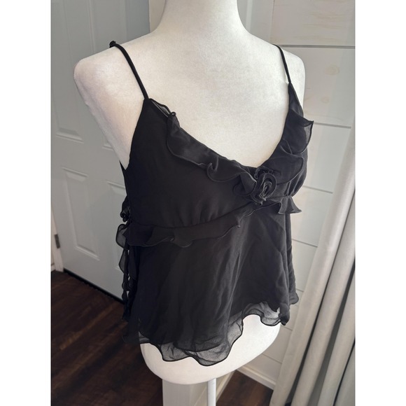 Wilfred Shirt Womens Small Black Ruffle Chiffon Y2K Babydoll Whimsigoth Grunge - Picture 2 of 7